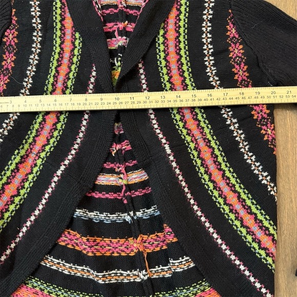 Cotton Country Cardigan Sweater Womens S/P Black Fair Isle Shawl Collar - Picture 3 of 5